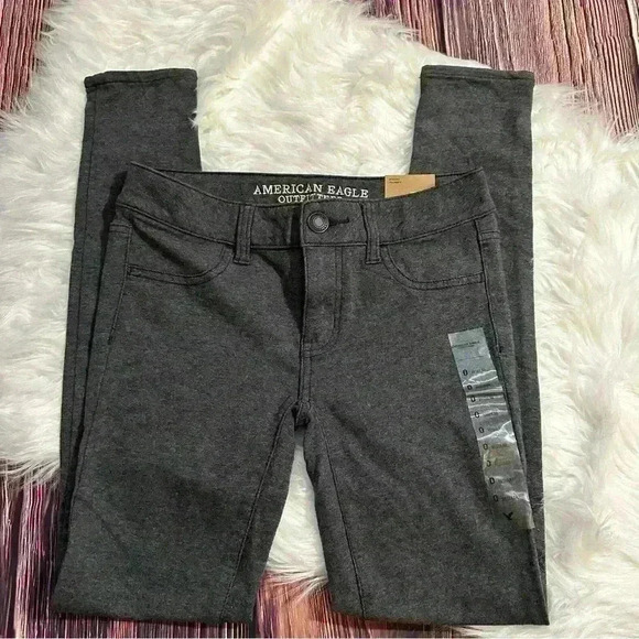 American Eagle Womens Super Stretch Solid Dark Gray Skinny Jegging Jeans 0 Reg - Picture 1 of 7